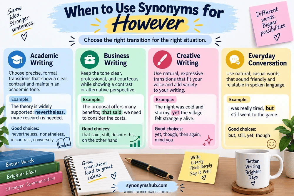 When to Use Synonyms for However