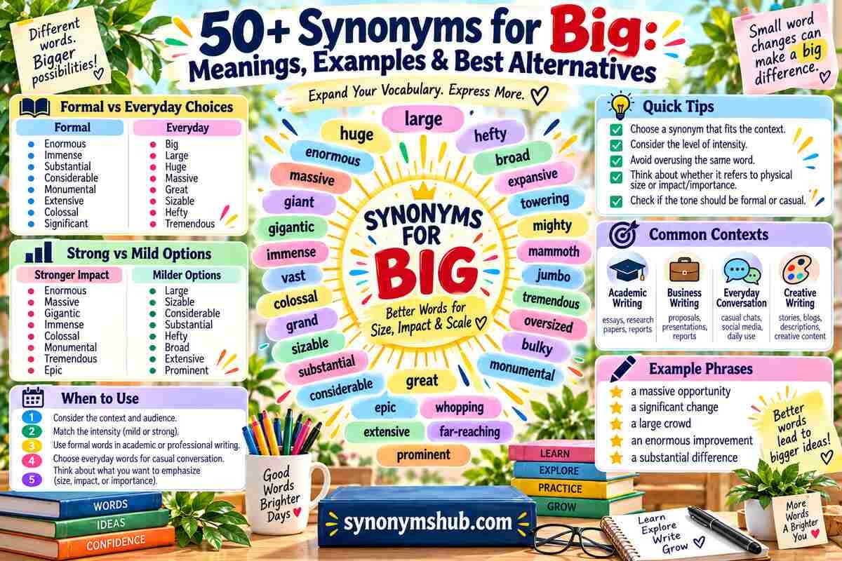 50+ Synonyms for Big With Meanings & Real Examples