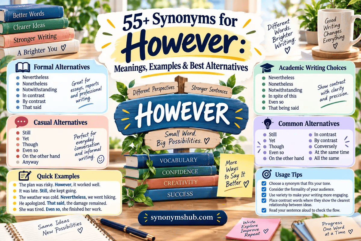 55+ Synonyms for However With Meanings & Real-Life Examples